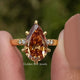 Old Mine Cut Pear Champagne Accent Set Engagement Ring