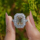 Old Mine Emerald Cut Moissanite Engagement Ring