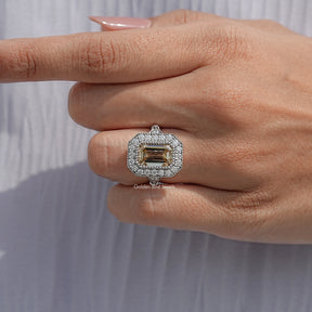 Old Mine Emerald Cut Moissanite Engagement Ring