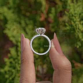 Old Mine Emerald Cut Moissanite Accent Ring