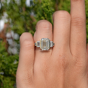 Old Mine Emerald Moissanite Five Stone Ring