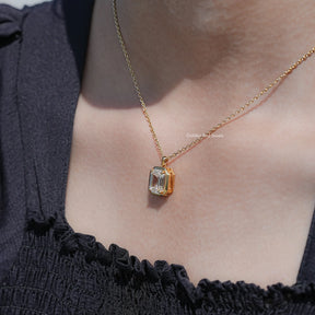 Old Mine Emerald Shaped Moissanite Pendant