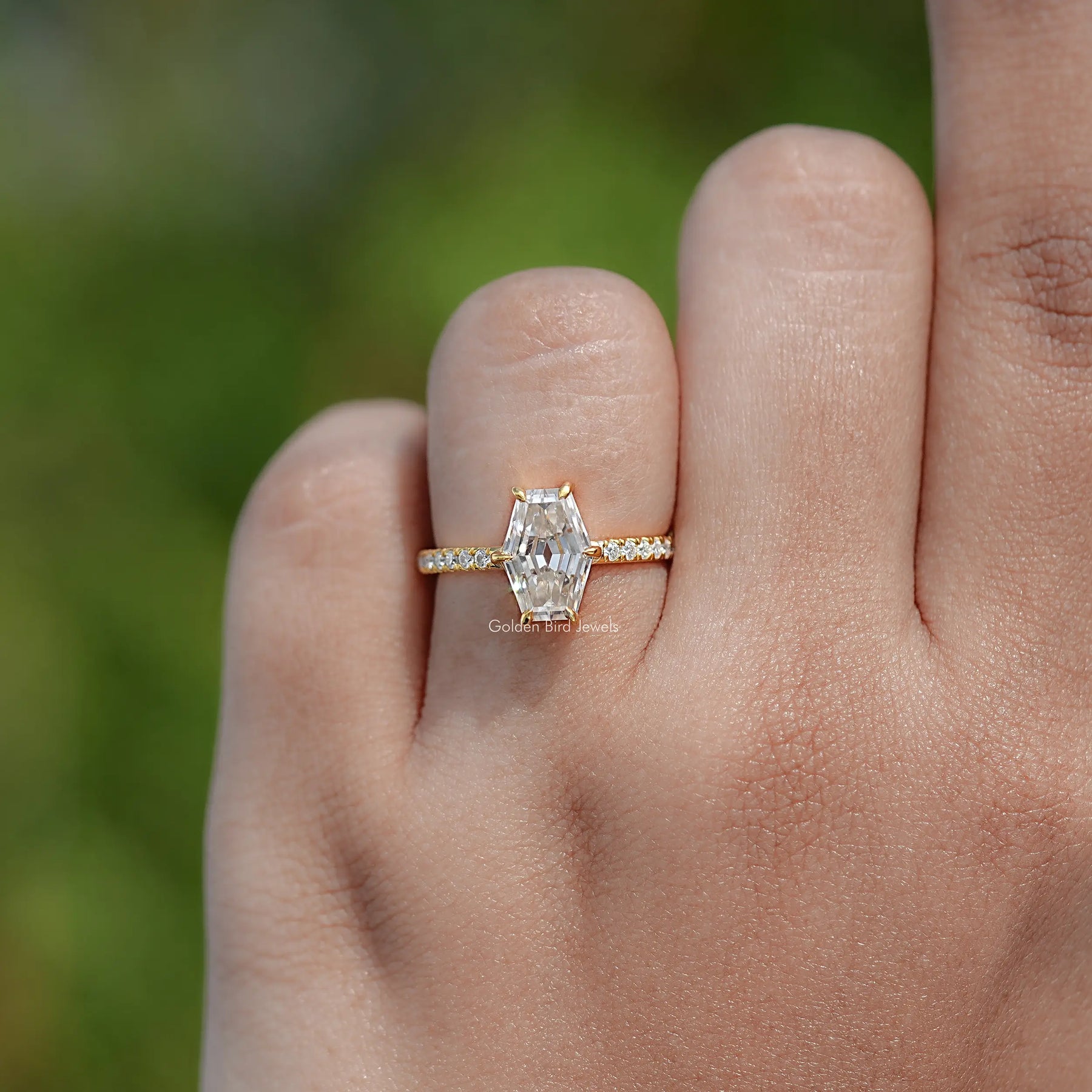Old Mine Lozenge Cut Moissanite Engagement Ring