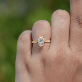 Old Mine Lozenge Cut Moissanite Engagement Ring