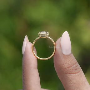 Near Colorless Old Mine Lozenge Moissanite Solitaire Ring