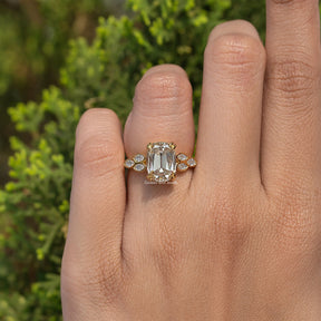 Old Mine Cushion Cut Moissanite Accent Engagement Ring