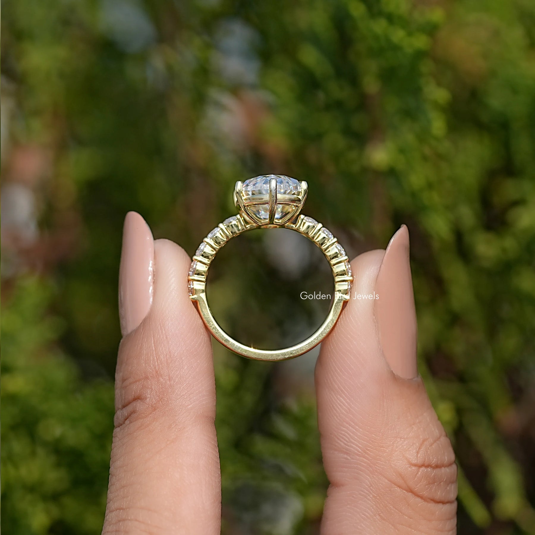 Moissanite Old Mine Moval Accent Stone Ring