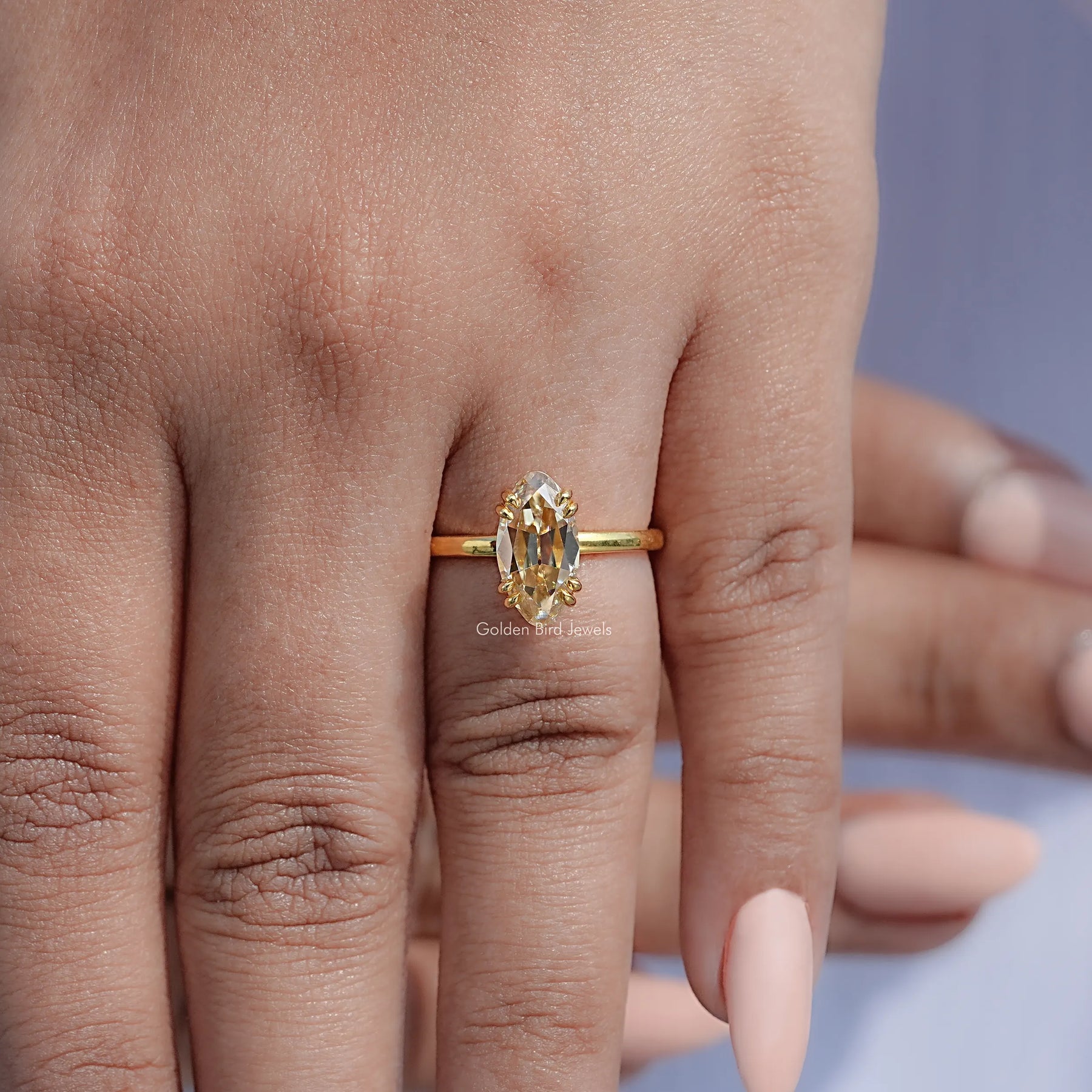 Old Mine Moval Moissanite Solitaire Ring