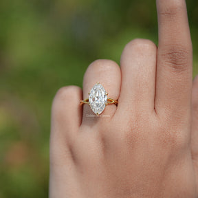 Old Mine Moval Moissanite Twisted Shank Solitaire Ring