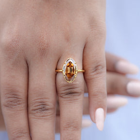 Champagne Old Mine Moval Moissanite Solitaire Ring