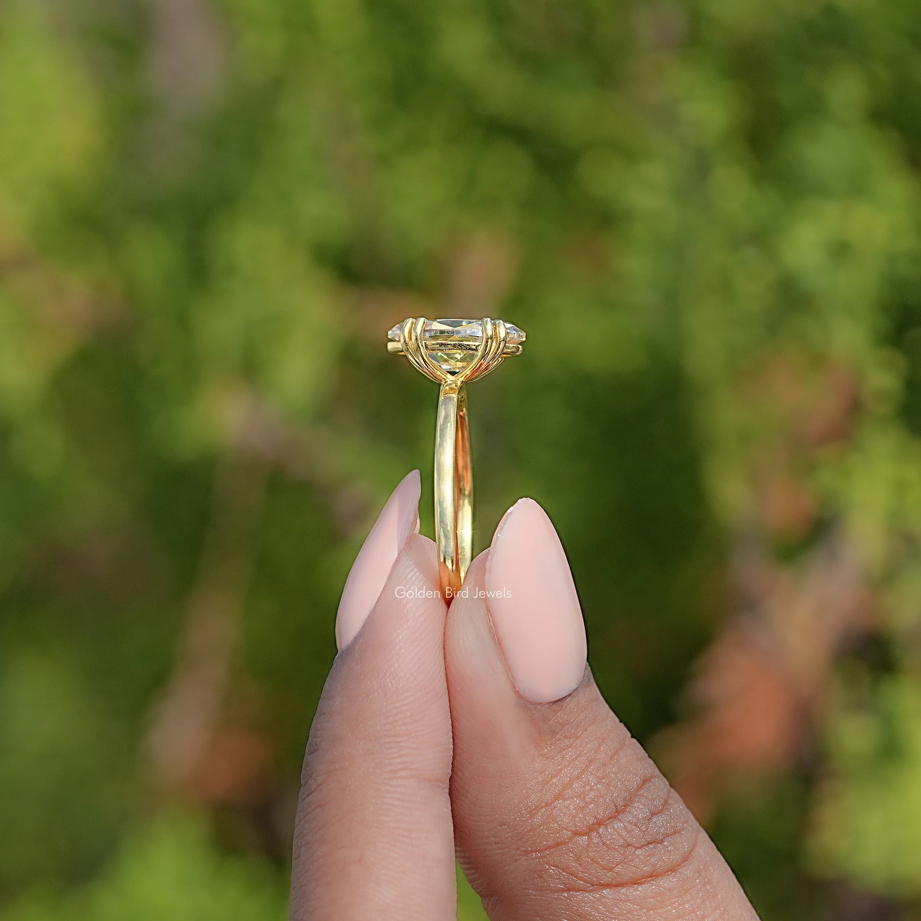 Old Mine Moval Moissanite Solitaire Ring