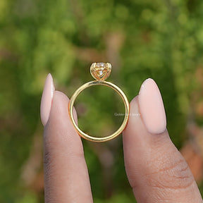 Old Mine Moval Moissanite Solitaire Ring