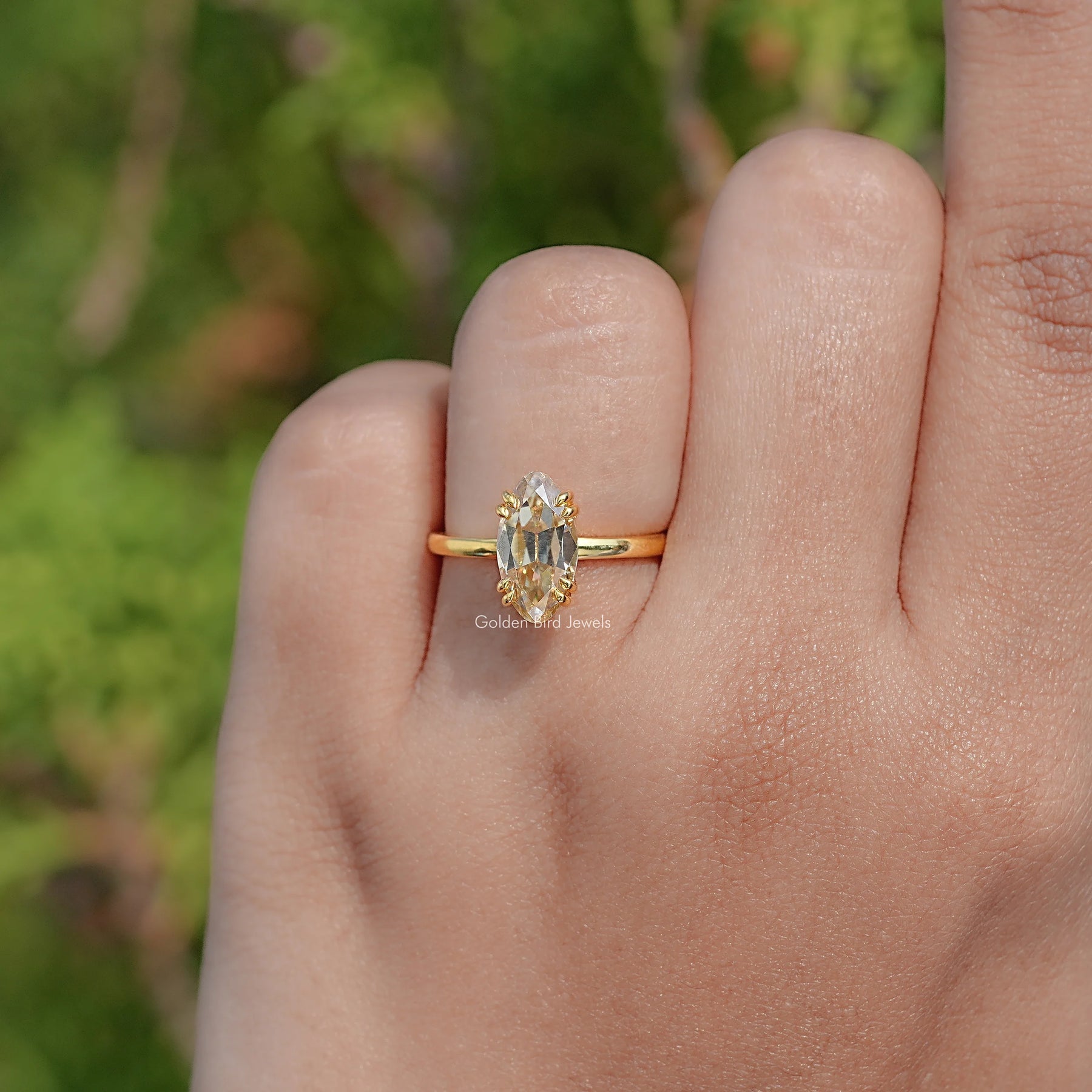 Old Mine Moval Moissanite Solitaire Ring