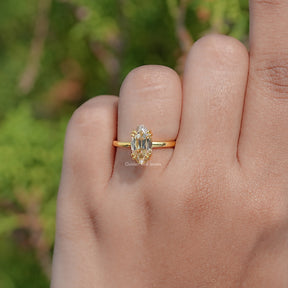 Old Mine Moval Moissanite Solitaire Ring