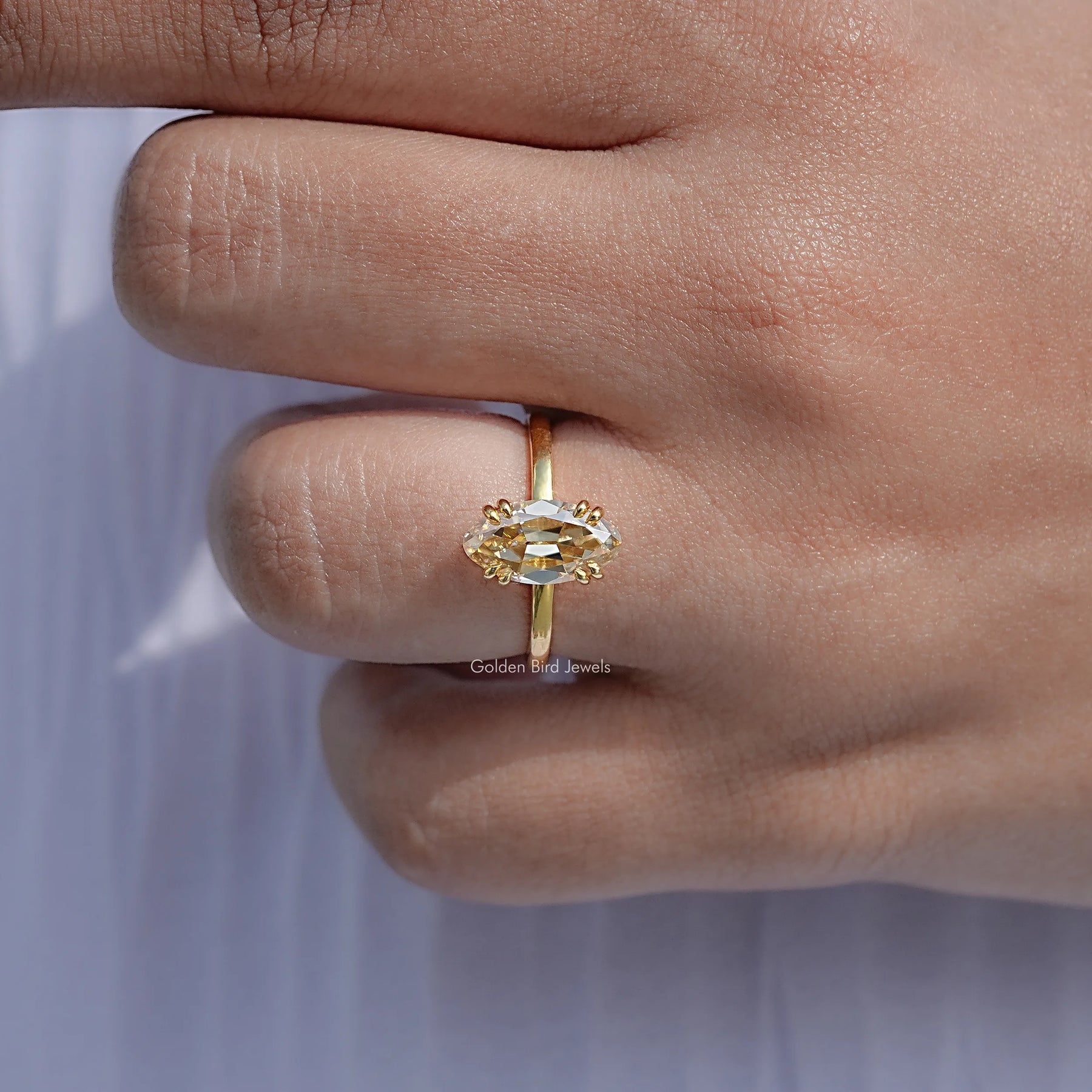 Old Mine Moval Moissanite Solitaire Ring