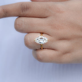 Moissanite Old Mine Moval Cut Solitaire Ring