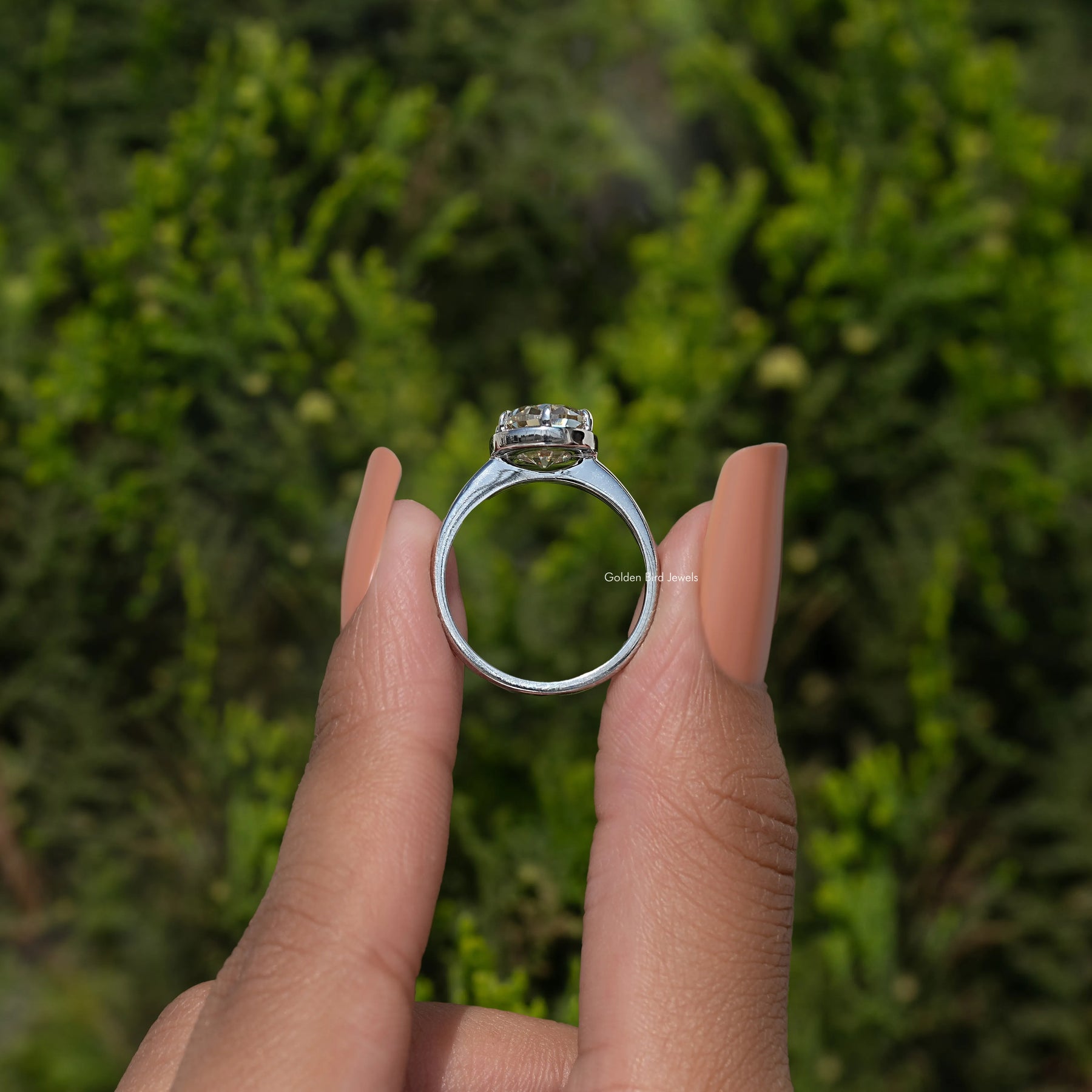 Old Mine Oval Cut Moissanite Solitaire Ring