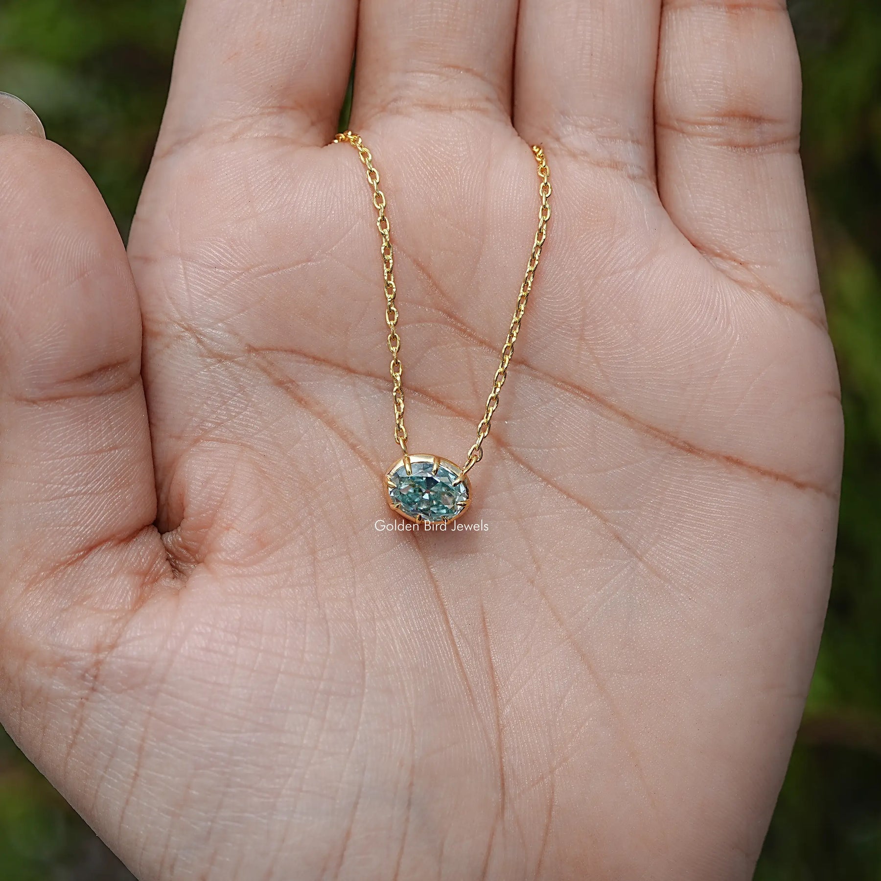 Old Mine Oval Moissanite Solitaire Pendant