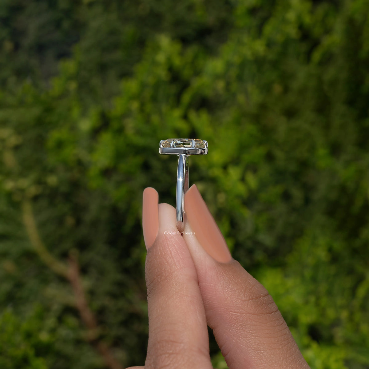 Old Mine Oval Cut Moissanite Solitaire Ring