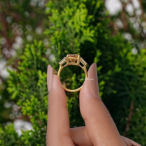 Old Mine Square Cushion Cut 3 Stone Engagement Ring