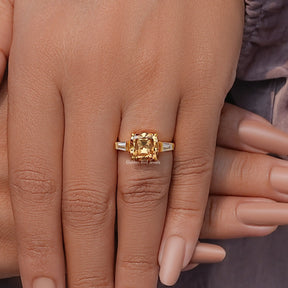 Old Mine Square Cushion Cut 3 Stone Engagement Ring