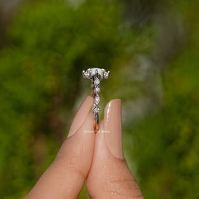 Opal Round Gemstone Accent Set Engagement Ring