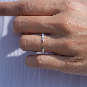 Open Cuff Round Moissanite Dainty Wedding Band