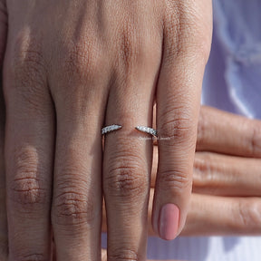 Open Cuff Round Moissanite Dainty Wedding Band