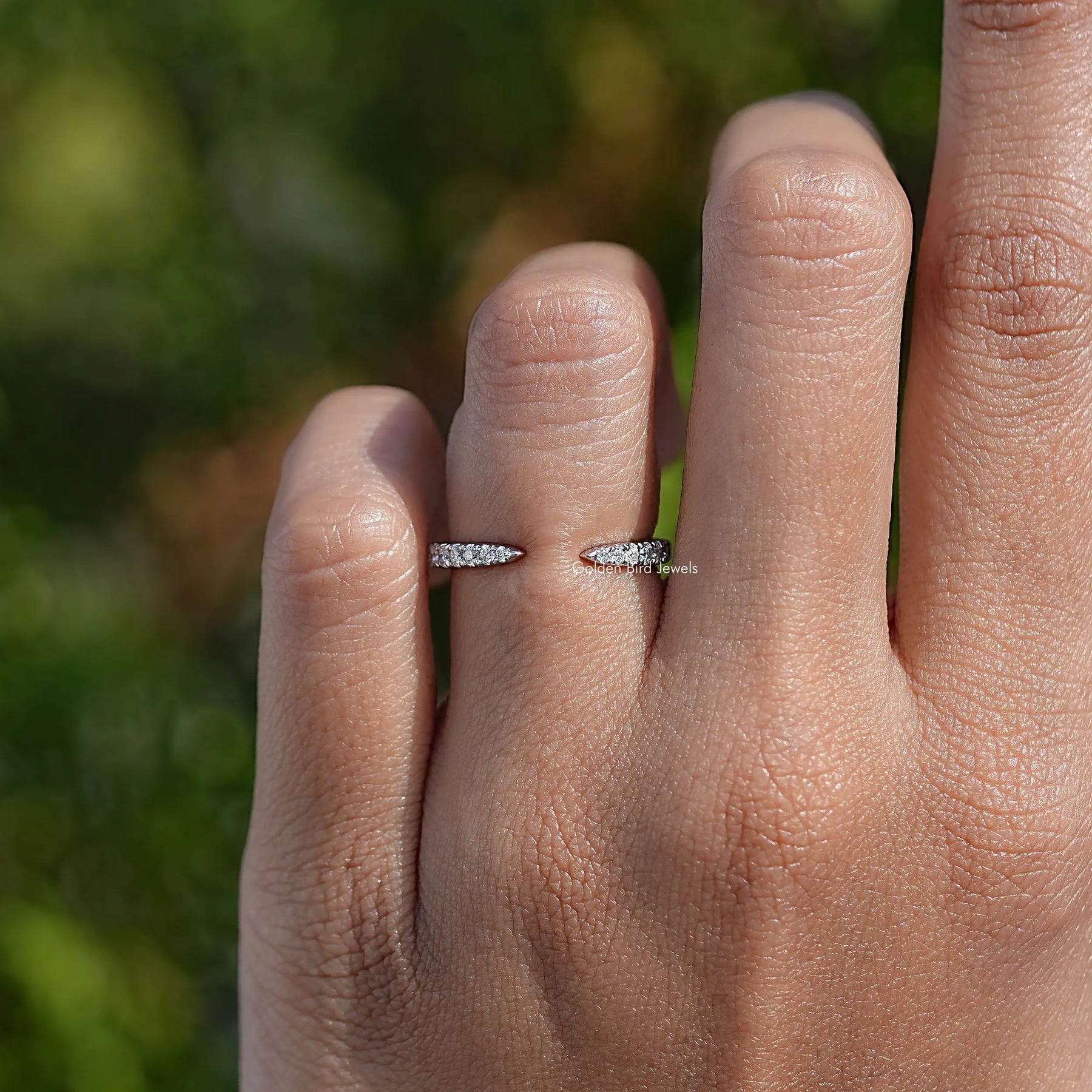 Open Cuff Round Moissanite Dainty Wedding Band