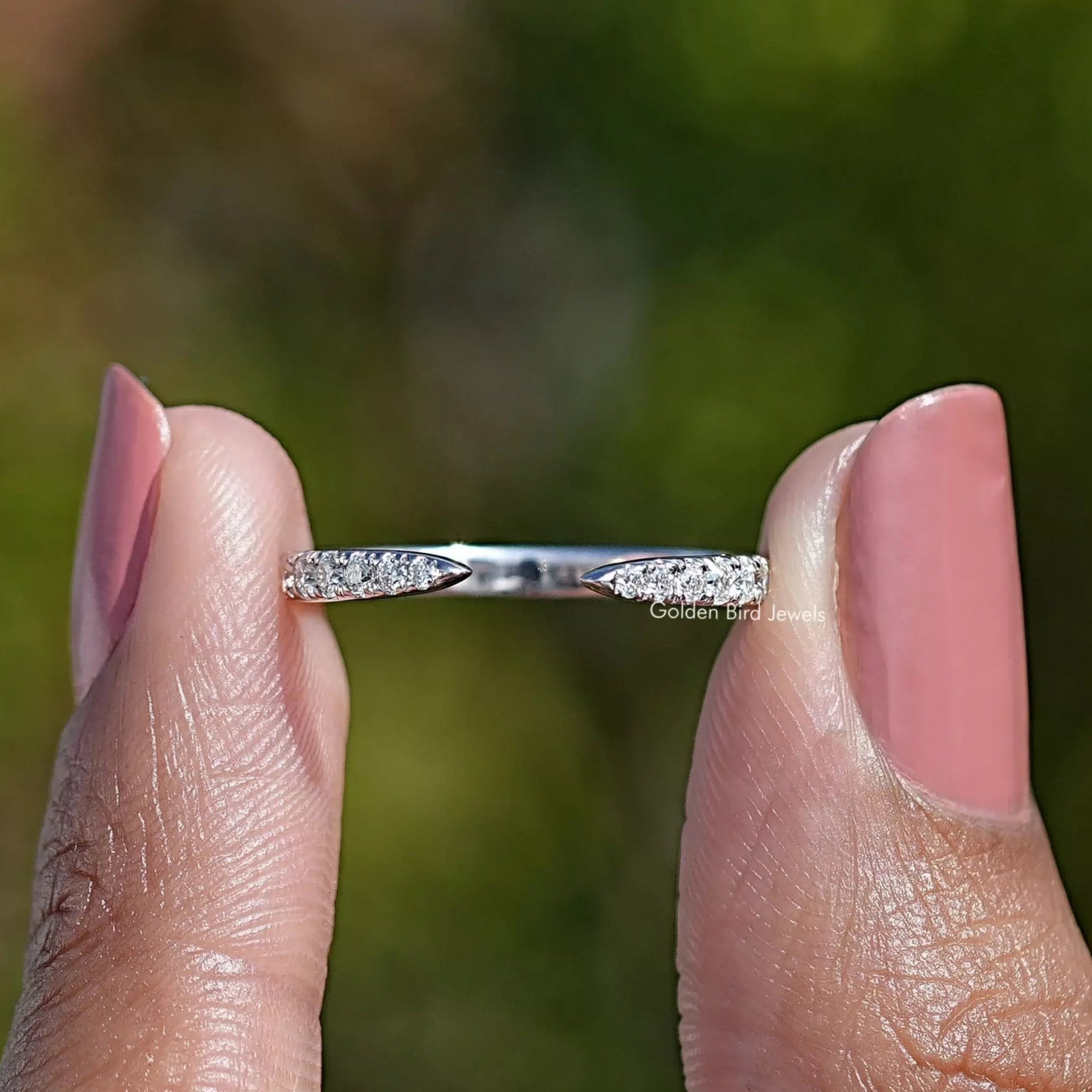 Open Cuff Round Moissanite Dainty Wedding Band