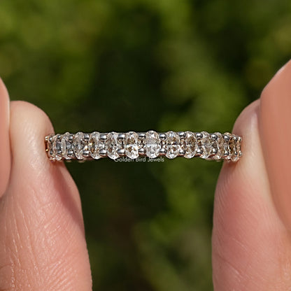Oval Cut Moissanite Three Quarter Eternity Band