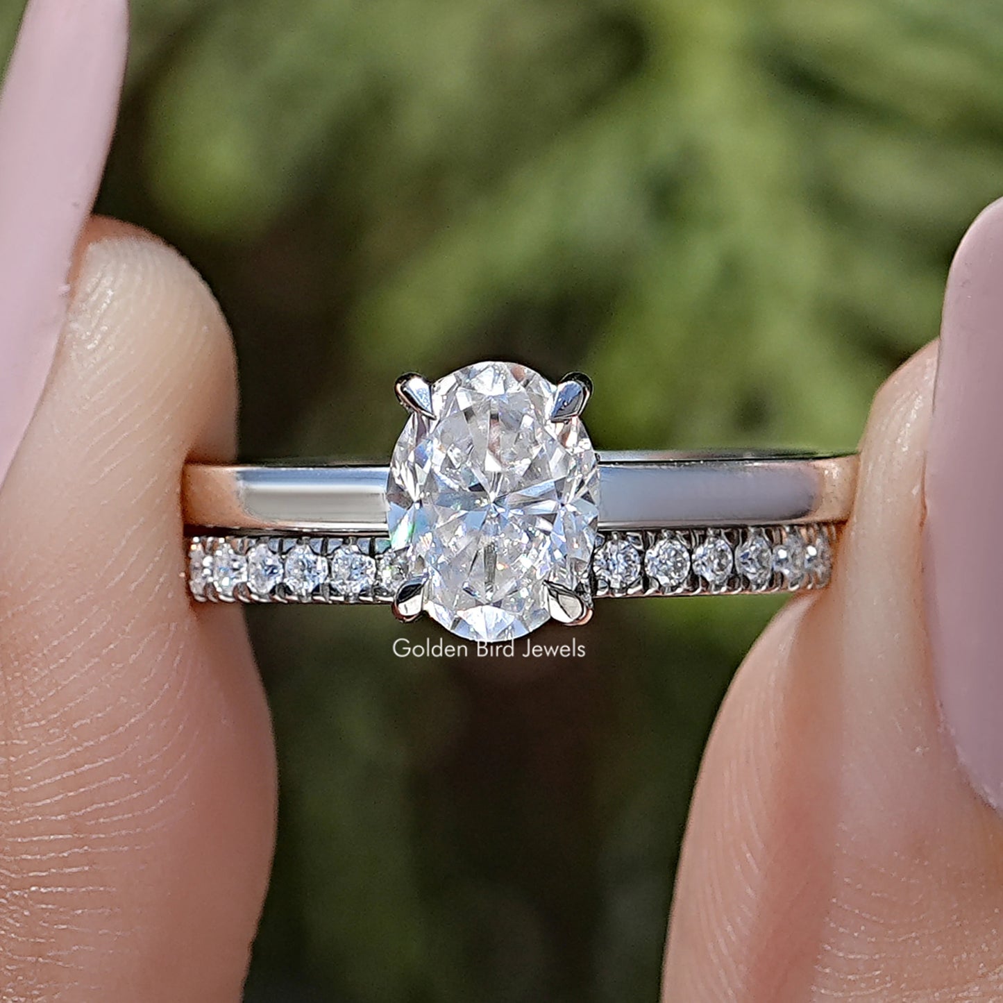 Oval Cut Moissanite Bridal Ring Set