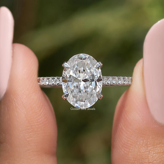 Oval Cut Moissanite Hidden Halo Engagement Ring