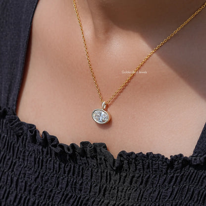 Oval Cut East West Lab Diamond Bezel Set Pendant