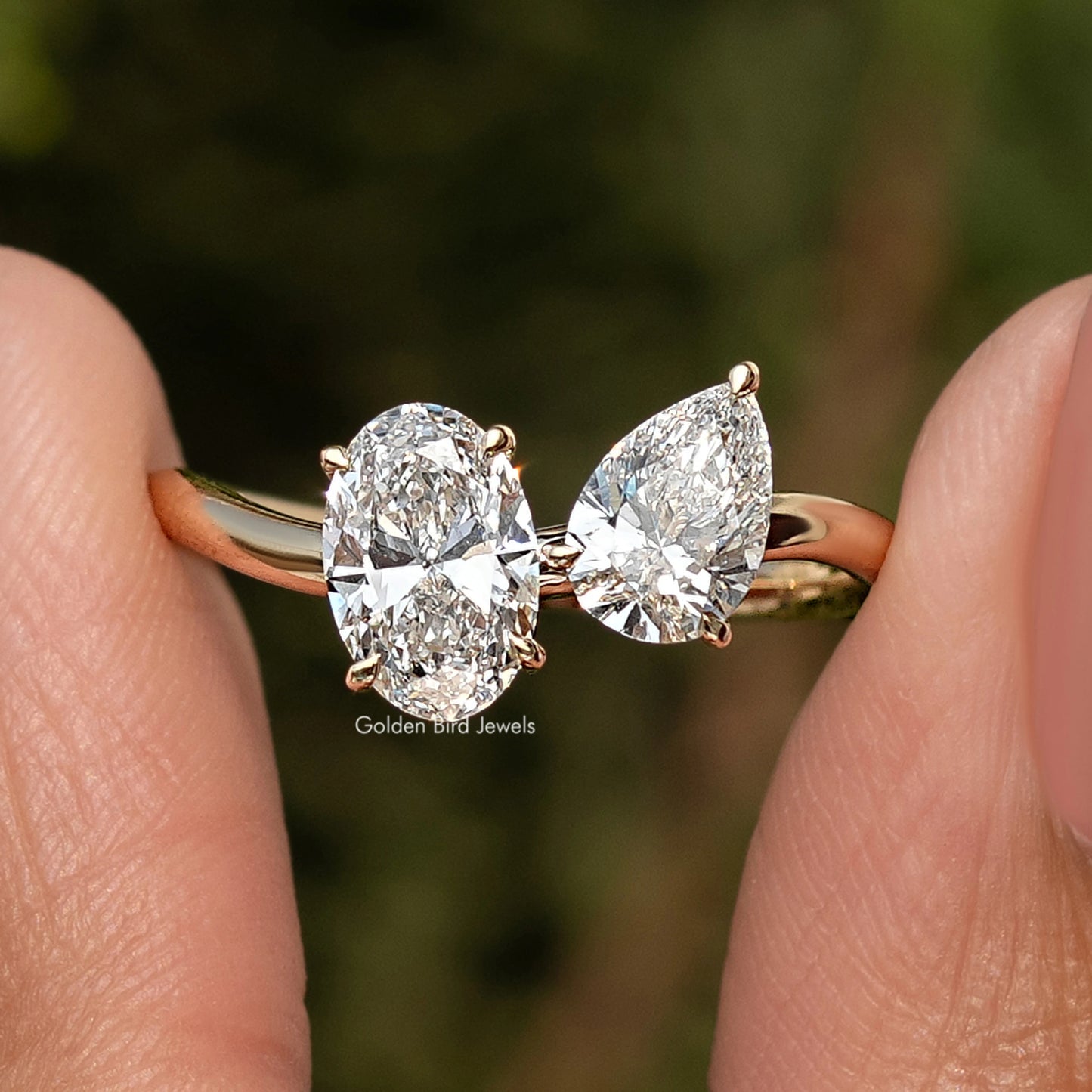 Oval And Pear Cut Lab Diamond Toi Et Moi Ring