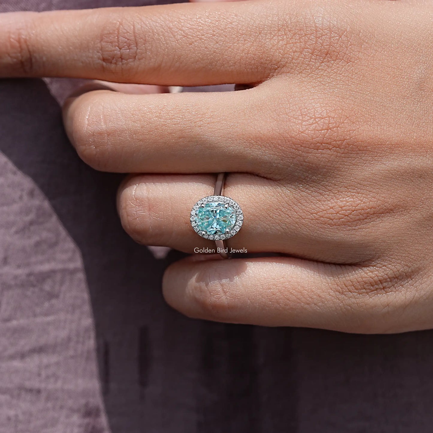 Old Mine Oval Cut Moissanite Diamond Halo Ring