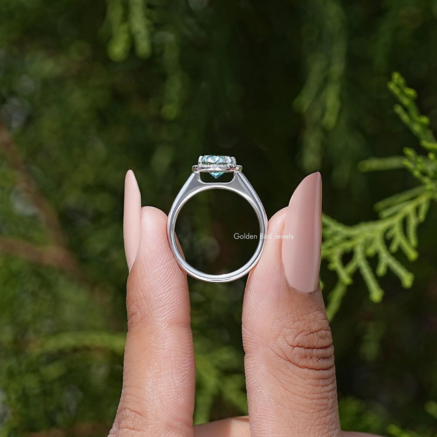 Old Mine Oval Cut Moissanite Diamond Halo Ring