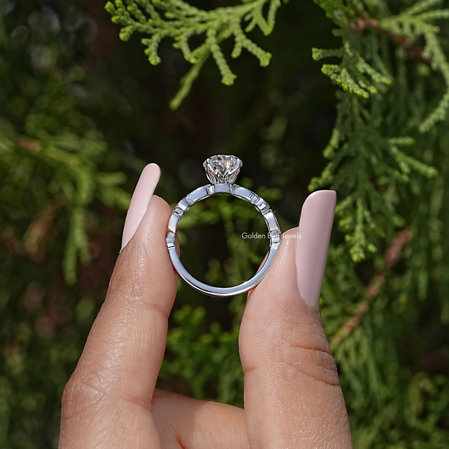 Oval Cut Moissanite Gemstone Engagement Ring