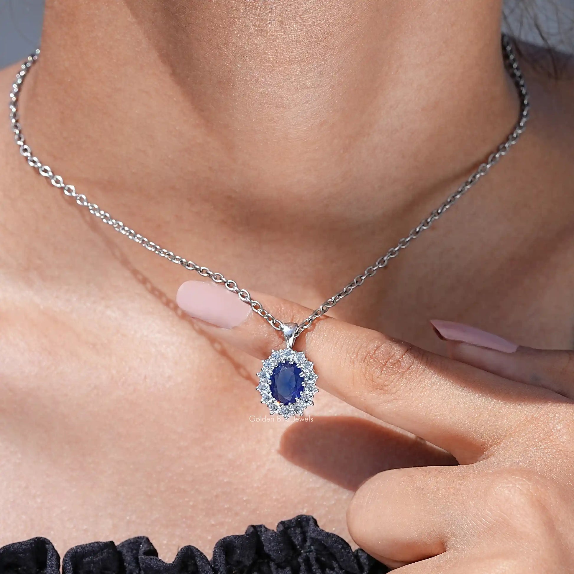 View of diamond pendant for women