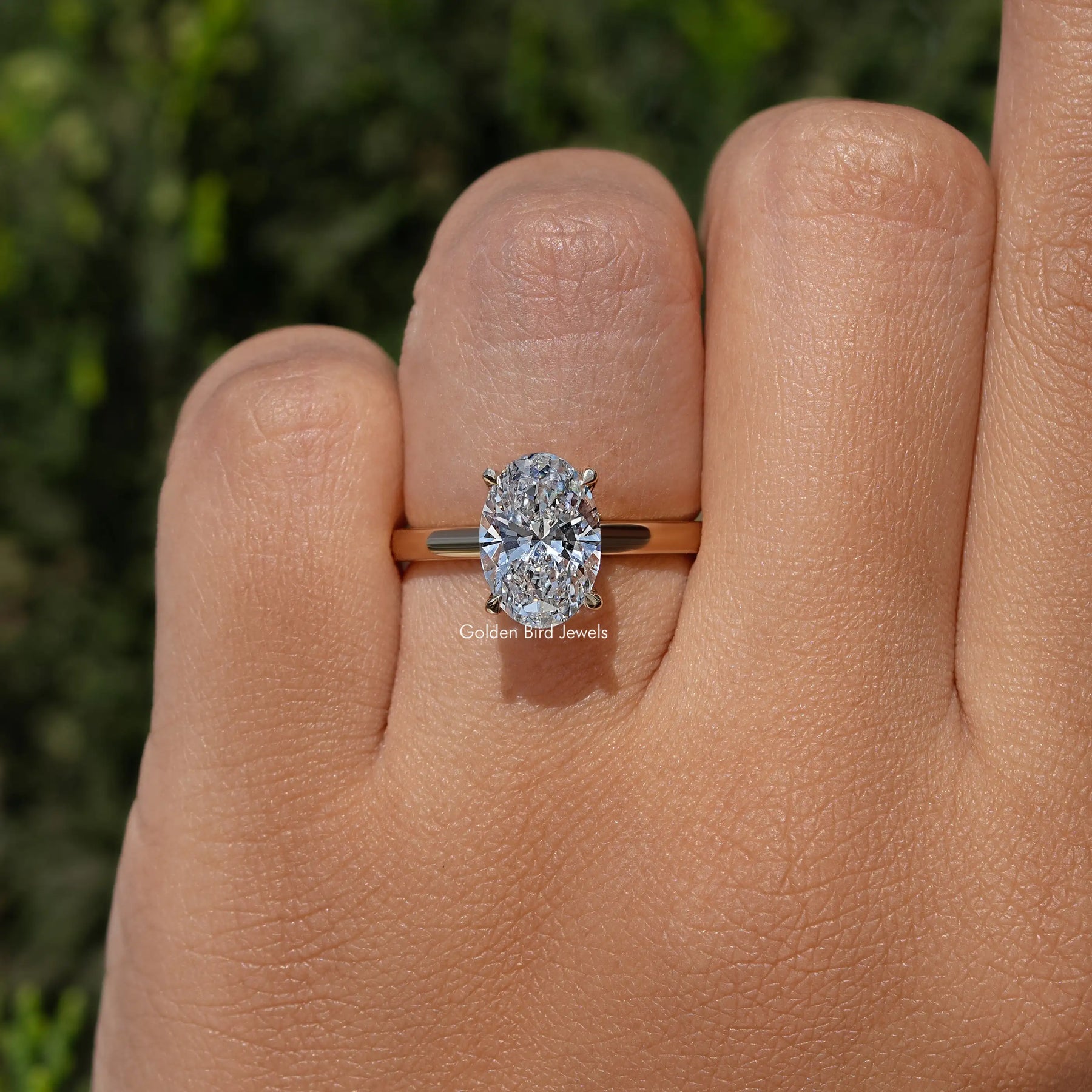 Oval Shape Lab Diamond Solitaire Engagement Ring