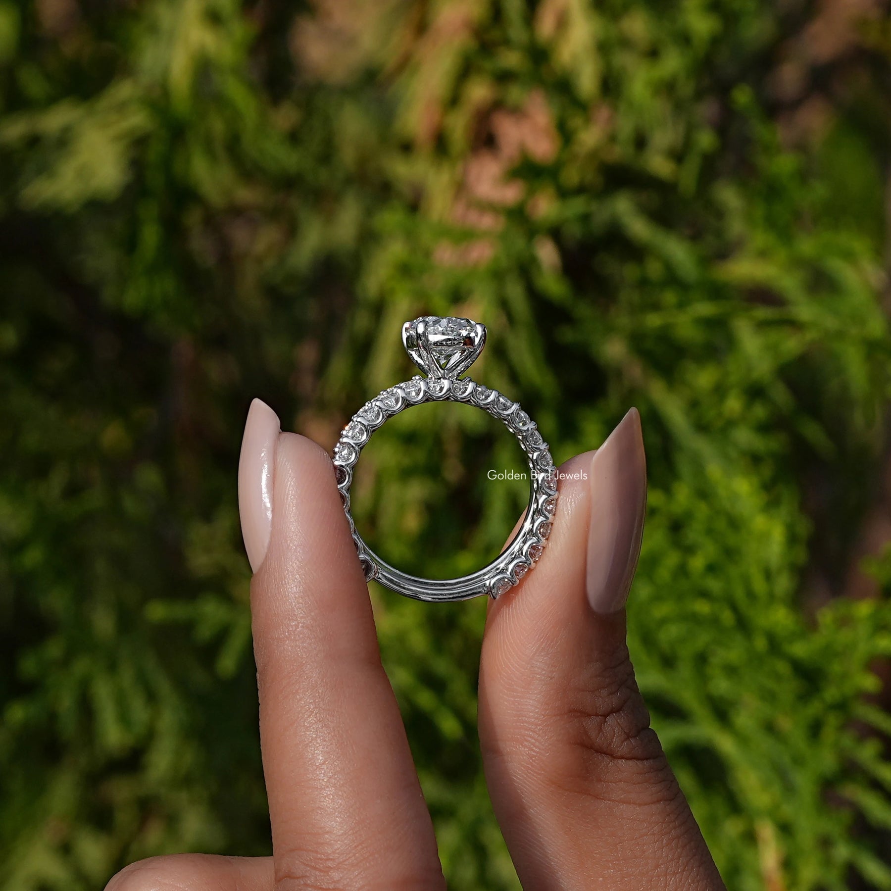 Back View A Oval Cut Lab Diamond Ring Set 