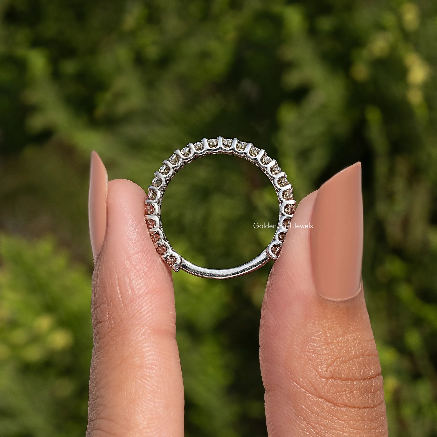 Oval Cut Moissanite Three Quarter Eternity Band