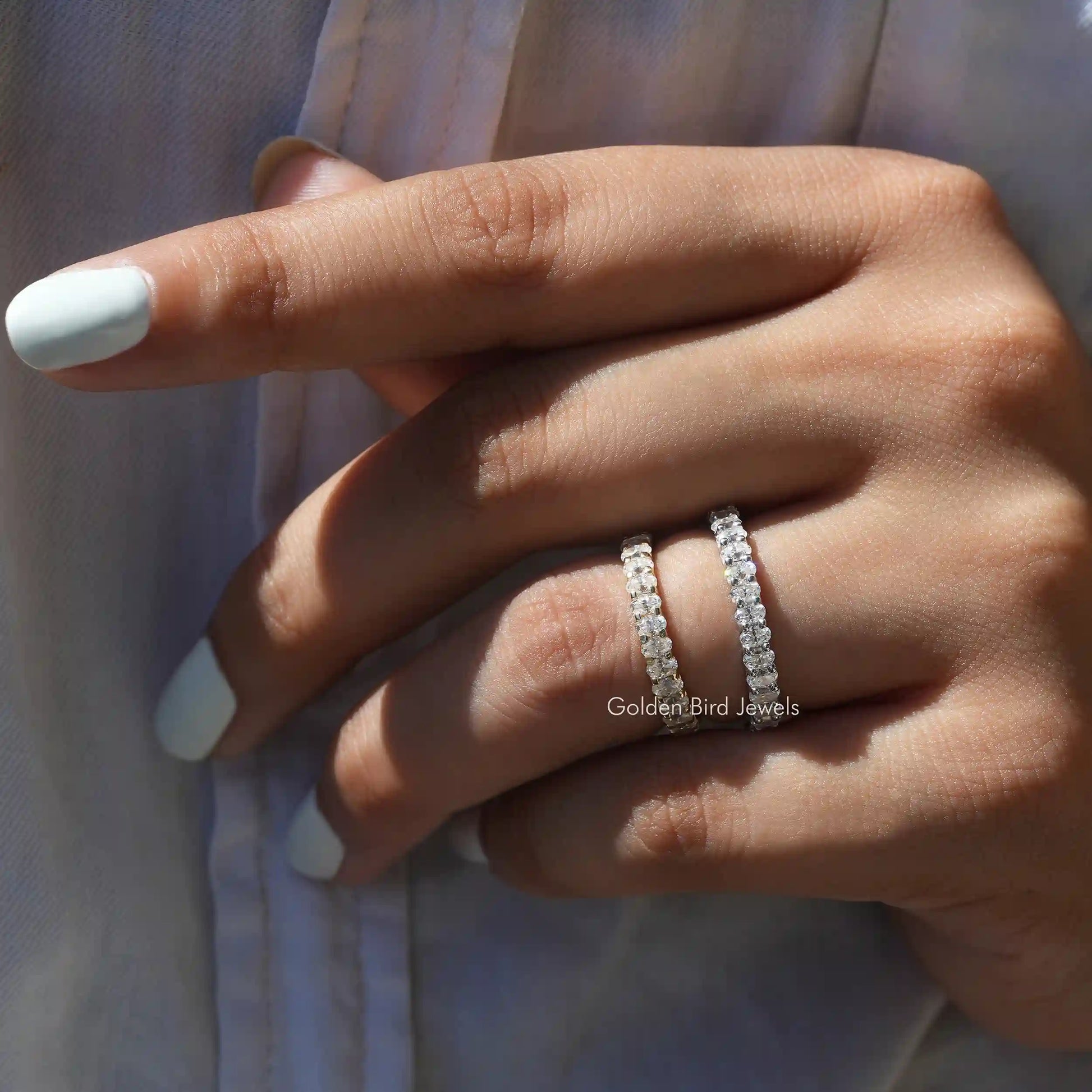 [This oval cut wedding matching band made of oval cut stones]-[Golden Bird Jewels]