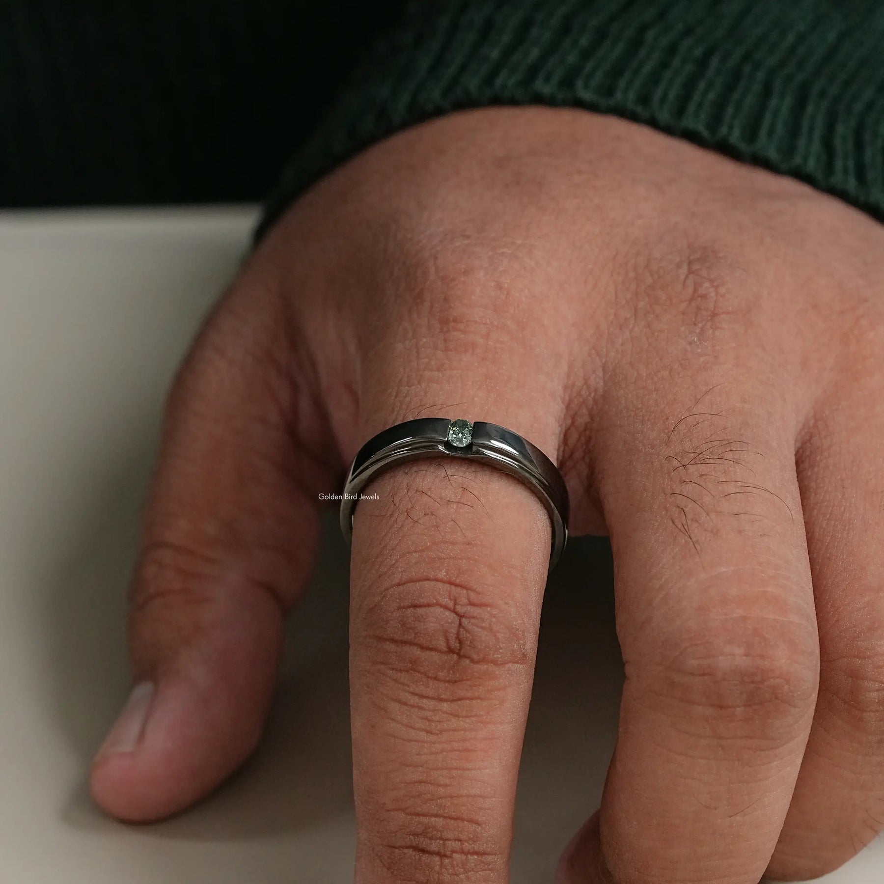 Full view of moissanite Ring in unique shape 