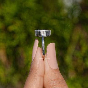 Bezel Set Old Mine Oval Cut Moissanite Ring