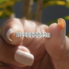 [Oval Cut Moissanite Three Quarter Eternity Band]-[Golden Bird Jewels]