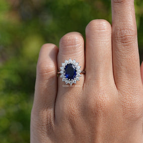 Oval Gemstone Halo Engagement Ring