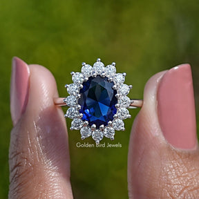 Oval Gemstone Halo Engagement Ring