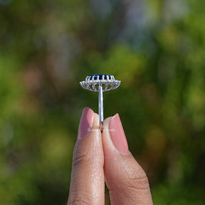 Oval Gemstone Halo Engagement Ring