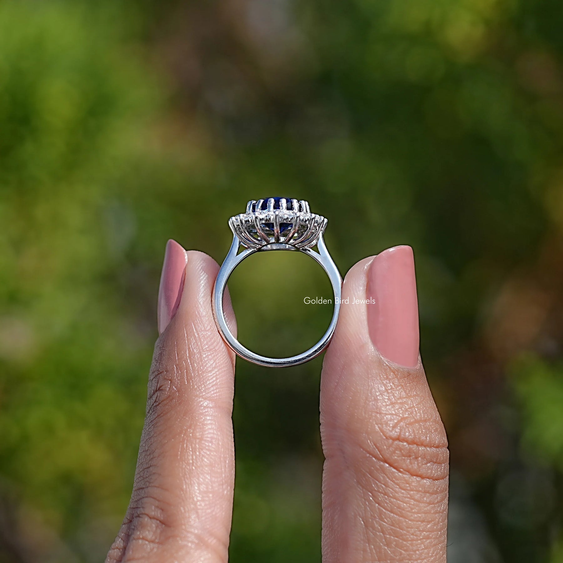 Oval Gemstone Halo Engagement Ring